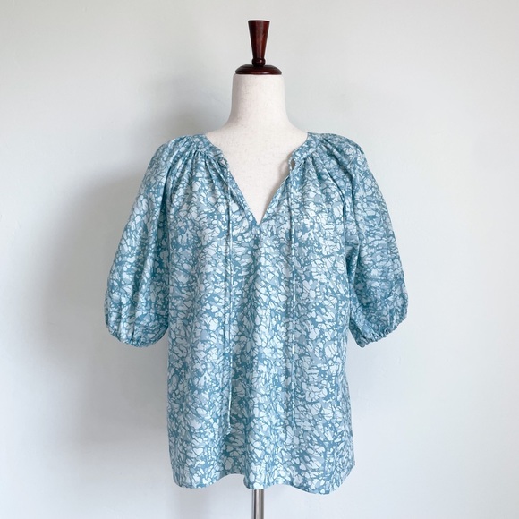 House of Harlow 1960 Tops - House Of Harlow 1960 Blue Puff Sleeve Cotton Top NEW